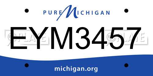 EYM3457 Michigan License Plate