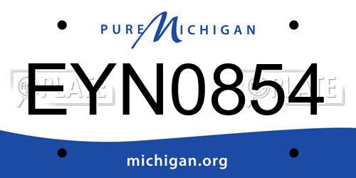 EYN0854 Michigan License Plate