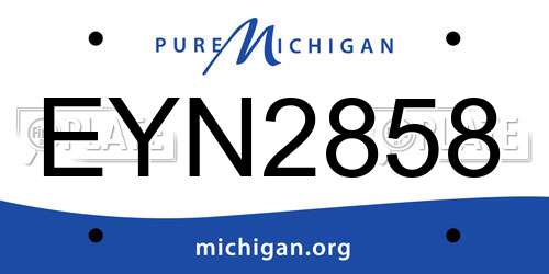 EYN2858 Michigan License Plate