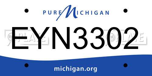EYN3302 Michigan License Plate