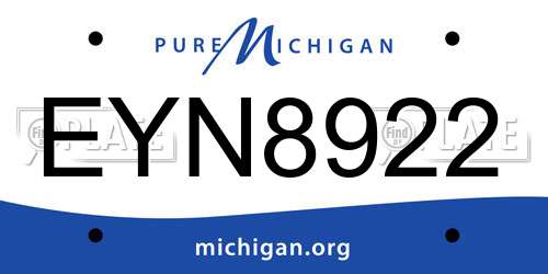 EYN8922 Michigan License Plate