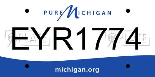 EYR1774 Michigan License Plate