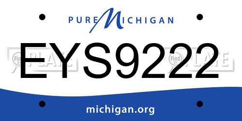 EYS9222 Michigan License Plate