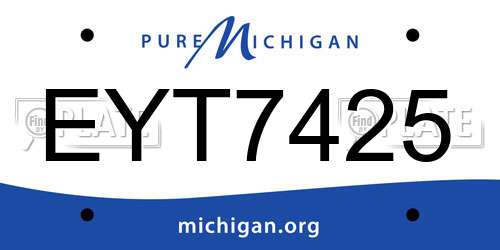 EYT7425 Michigan License Plate
