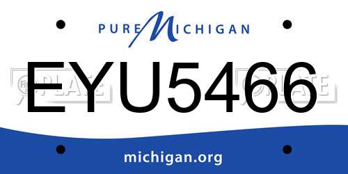 EYU5466 Michigan License Plate