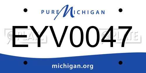 EYV0047 Michigan License Plate