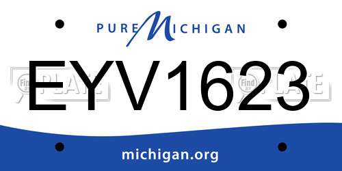 EYV1623 Michigan License Plate