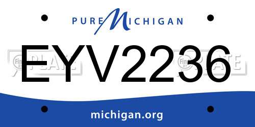 EYV2236 Michigan License Plate