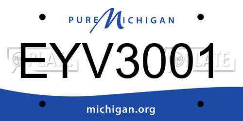 EYV3001 Michigan License Plate