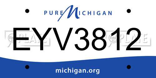 EYV3812 Michigan License Plate