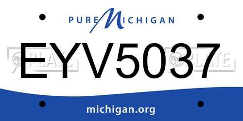 EYV5037 Michigan License Plate