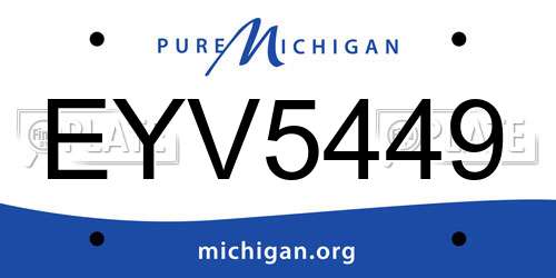 EYV5449 Michigan License Plate
