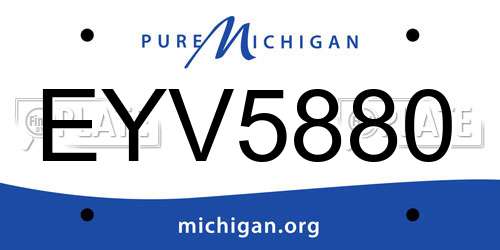 EYV5880 Michigan License Plate