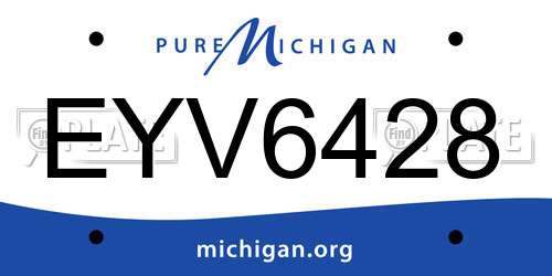 EYV6428 Michigan License Plate