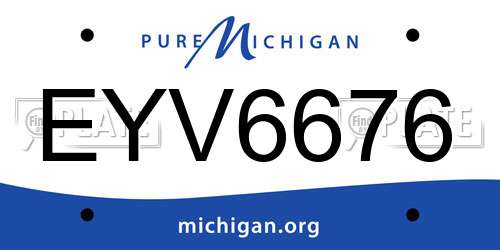 EYV6676 Michigan License Plate