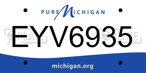 EYV6935 Michigan License Plate