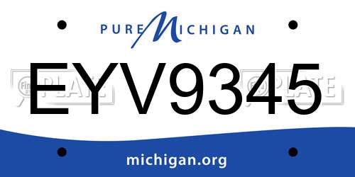EYV9345 Michigan License Plate