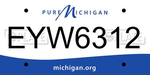 EYW6312 Michigan License Plate