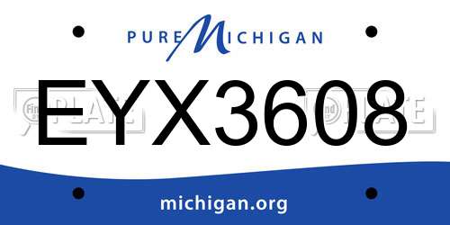 EYX3608 Michigan License Plate