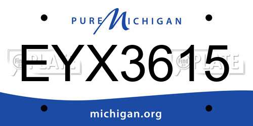EYX3615 Michigan License Plate