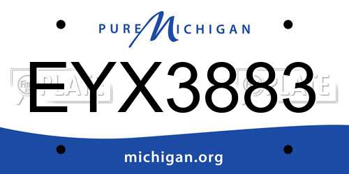 EYX3883 Michigan License Plate