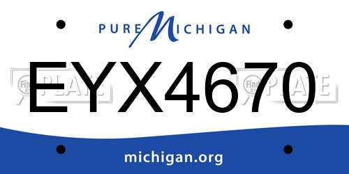 EYX4670 Michigan License Plate