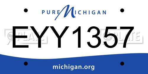 EYY1357 Michigan License Plate