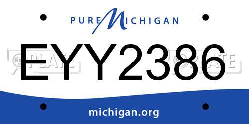 EYY2386 Michigan License Plate
