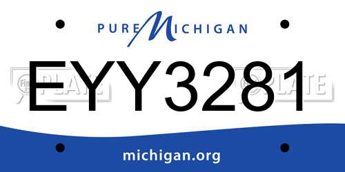 EYY3281 Michigan License Plate