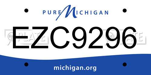 EZC9296 Michigan License Plate