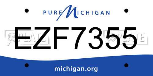 EZF7355 Michigan License Plate