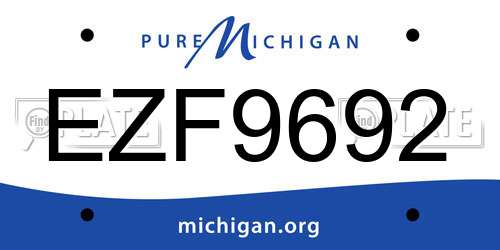 EZF9692 Michigan License Plate