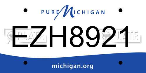 EZH8921 Michigan License Plate