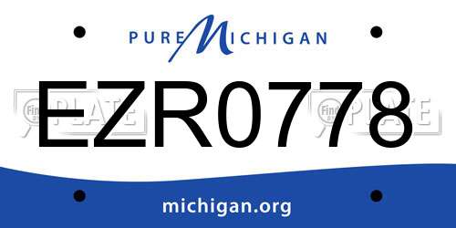 EZR0778 Michigan License Plate