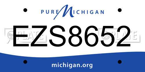 EZS8652 Michigan License Plate
