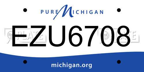 EZU6708 Michigan License Plate
