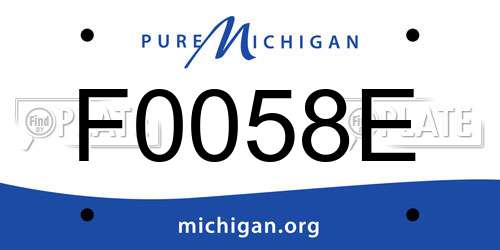 F0058E Michigan License Plate