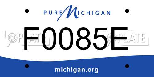F0085E Michigan License Plate