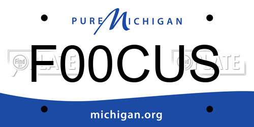 F00CUS Michigan License Plate