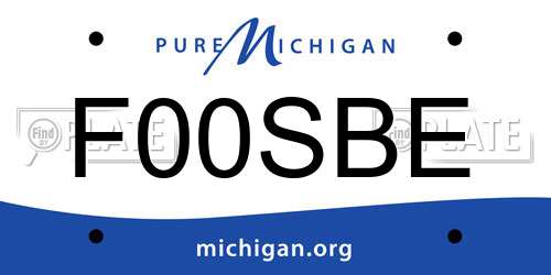 F00SBE Michigan License Plate