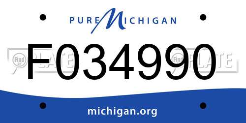 F034990 Michigan License Plate