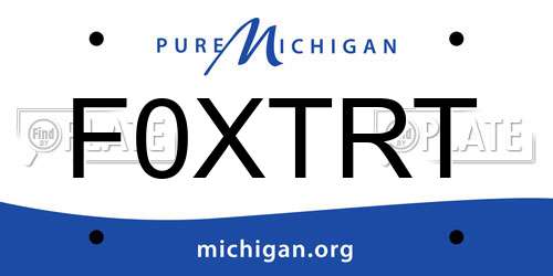F0XTRT Michigan License Plate