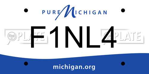 F1NL4 Michigan License Plate