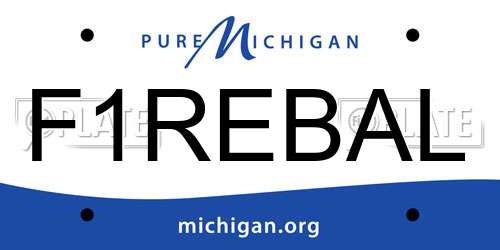 F1REBAL Michigan License Plate