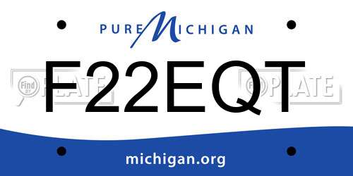 F22EQT Michigan License Plate