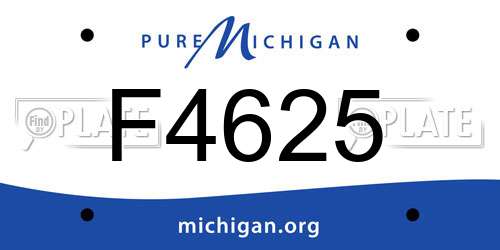F4625 Michigan License Plate