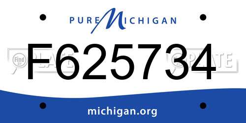 F625734 Michigan License Plate