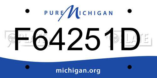 F64251D Michigan License Plate