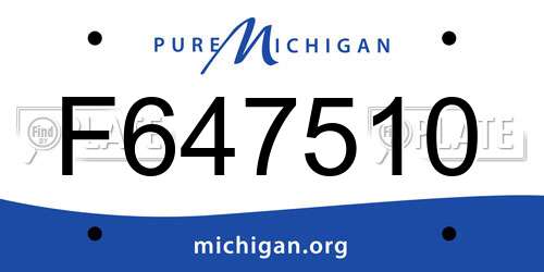 F647510 Michigan License Plate