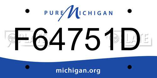 F64751D Michigan License Plate